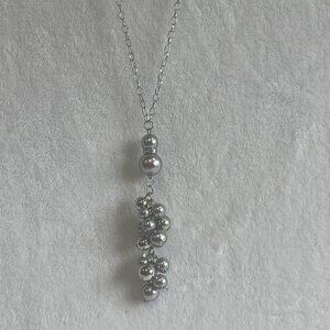 Silvertone Beaded And‎ Rhinestone Statement Necklace Fashion Jewelry Costume